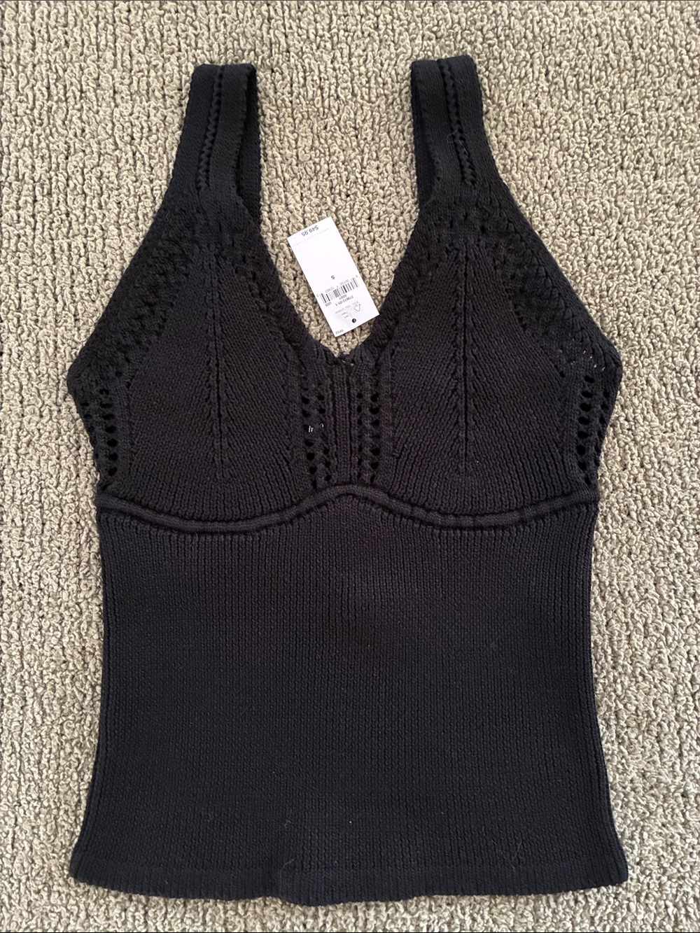 GAP Black Crochet V-Neck Tank
